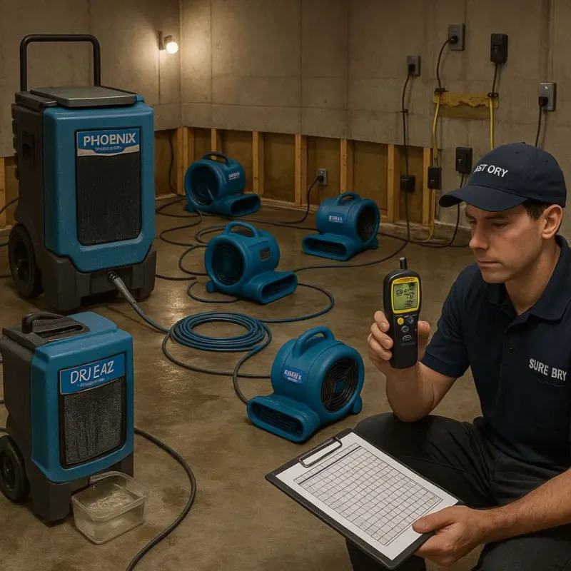 Structural Drying and Dehumidification process in East Massapequa, NY